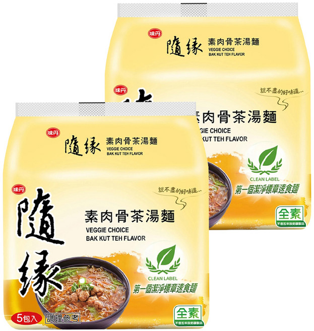 味丹 隨緣 素肉骨茶湯麵 90g, 10包