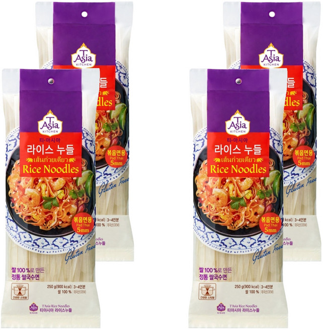 티아시아키친 라이스누들 볶음면용 5mm, 250g, 4개