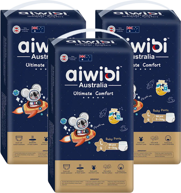 aiwibi 愛薇彼 夜用甄柔瞬吸 褲型尿布, L, 132片