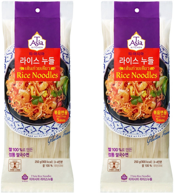 티아시아키친 라이스누들 볶음면용 5mm, 250g, 2개
