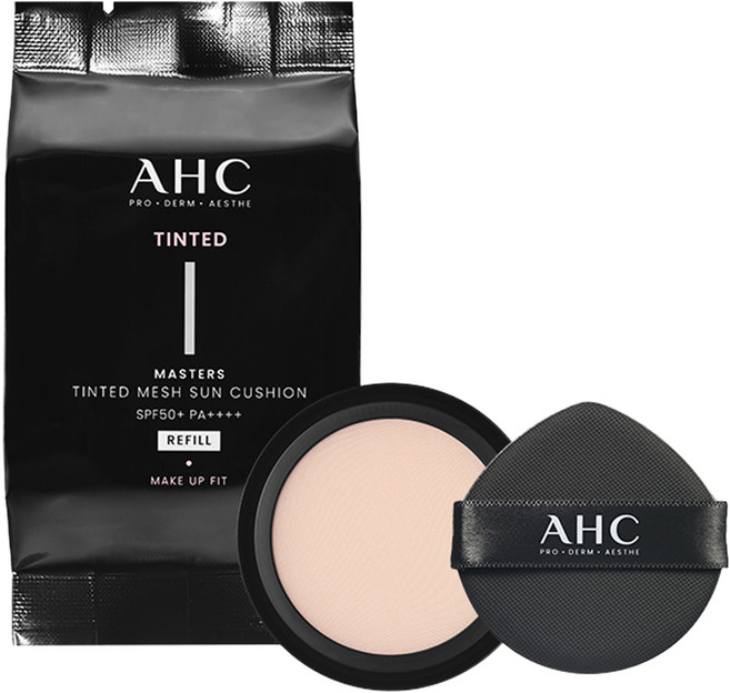 AHC 大師級潤色網紗防曬氣墊粉餅 補充蕊 沁涼米色 SPF50+ PA++++, 15g, 1個