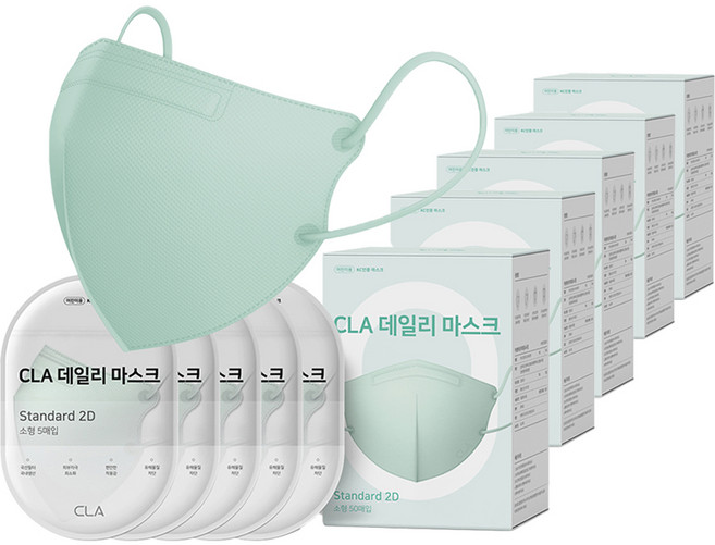 CLA 데일리 2D 마스크 소형, 5개입, 50개, 민트