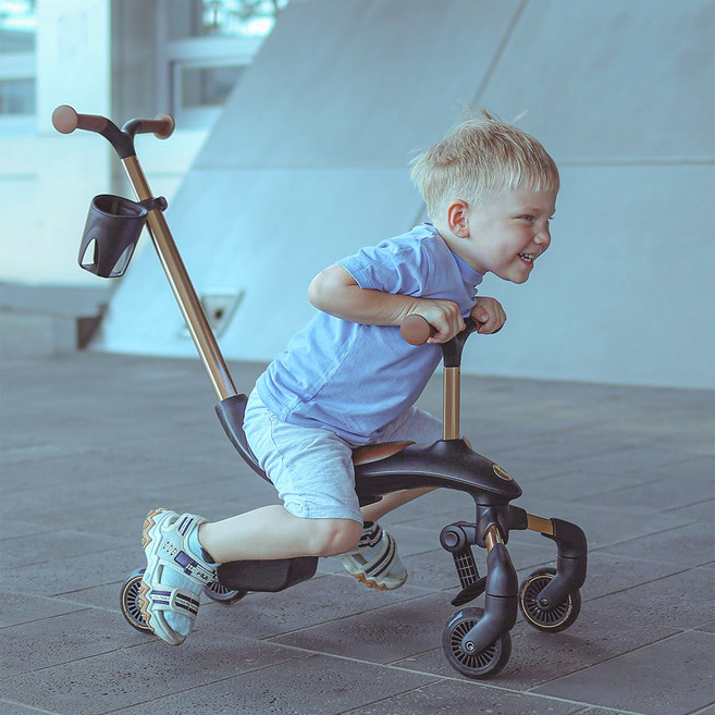 파파야나인 컴팩트 트라이크 디나인 붕붕카 + 안전가드, 골드, 1세트