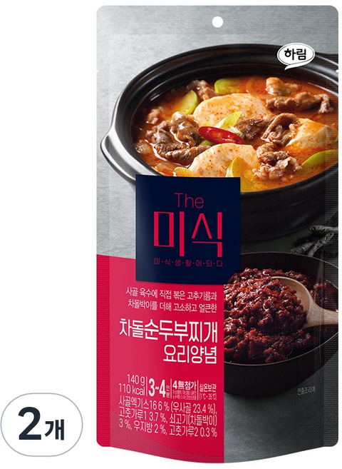 더미식 차돌순두부찌개 양념, 140g, 2개