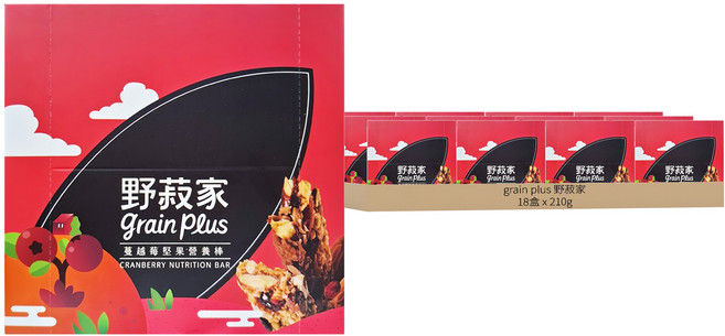 grain plus 野菽家 蔓越莓堅果營養棒 7條, 210g, 18盒