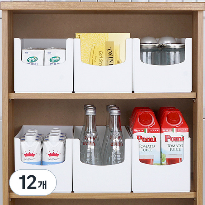 엠비코 국내산 다용도 팬트리 정리함, 화이트, 12개