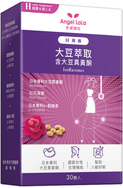 Angel LaLa 天使娜拉 好青春大豆異黃酮, 30顆, 15g, 1盒