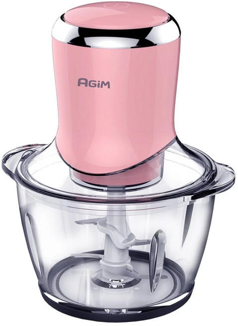 AGiM 法國阿基姆 多功能食物料理機 AM-101 1.2公升 加厚玻璃碗 420不鏽鋼刀片 S型立體刀片 2500轉/分鐘, 粉色, 1個