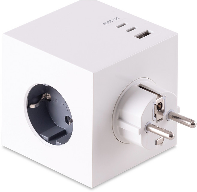 플라이토 블록 PD 20W 고용량 C타입 2포트 + USB 1포트 멀티탭 3구 세트 플러그형, 1.5m, 화이트, 1세트