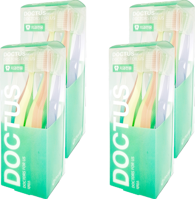 DOCTUS 이중 미세모 칫솔, 12개입, 4개