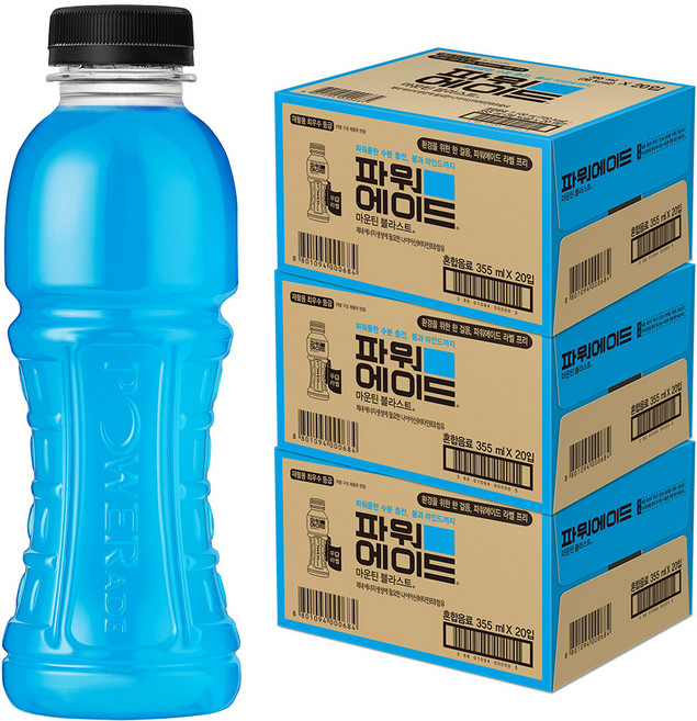 파워에이드 마운틴블라스트 무라벨, 355ml, 60개
