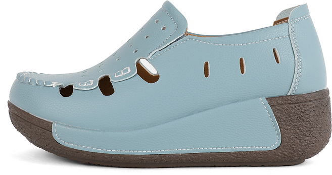 J SHOE 牛皮Lunari鏤空厚底懶人鞋 5.5公分