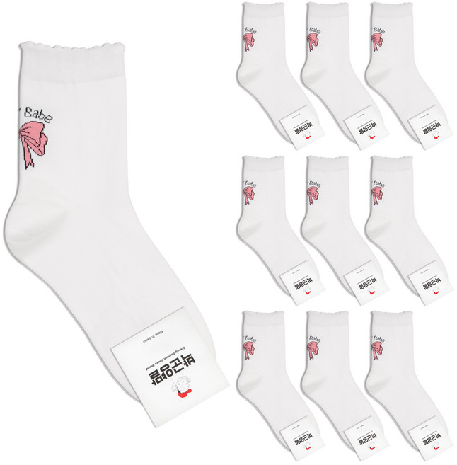 박군 여성용 프리티리본 양말 10족