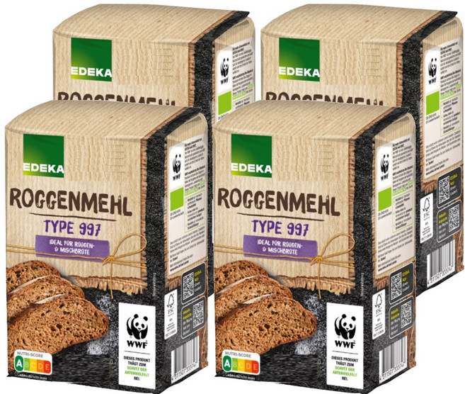 EDEKA 裸麥麵粉 TYPE 997, 1kg, 4包