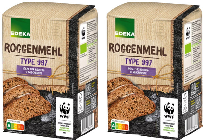 EDEKA 裸麥麵粉 TYPE 997, 1kg, 2包