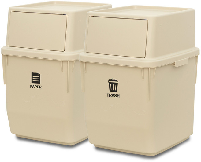라이피스트 컬러빈 분리수거함 2p, 베이지