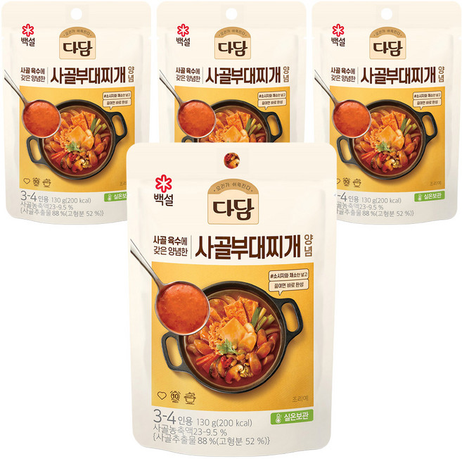 다담 사골부대 찌개양념, 130g, 4개