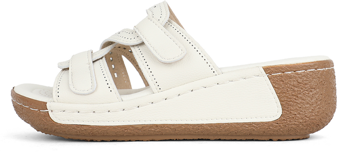 제이슈 여성용 소가죽 리지 통굽 뮬 슬리퍼