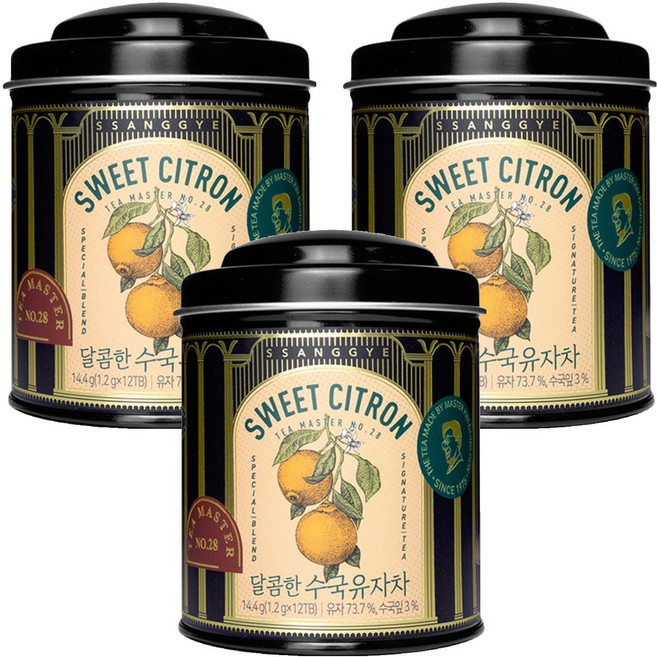 쌍계명차 티 마스터 캔 달콤한 수국유자차, 1.2g, 12개입, 3개