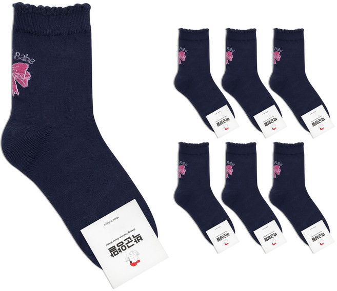 박군 여성용 프리티리본 양말 7족 세트