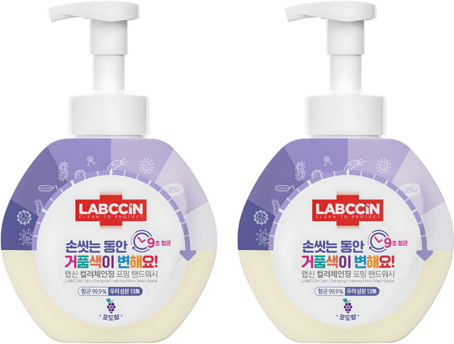 랩신 컬러체인징 포밍 핸드워시 포도향, 500ml, 2개