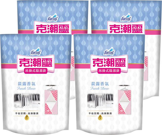 farcent 花仙子 克潮靈 吊掛除濕袋 晨露香氛 2入, 4包