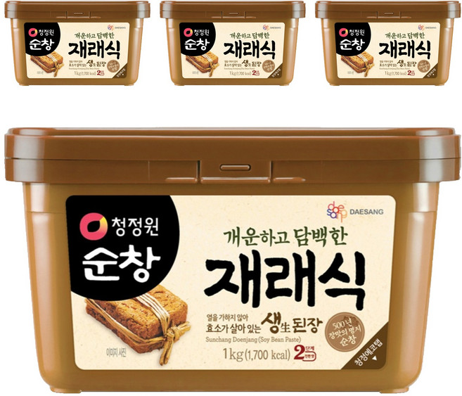 청정원순창 재래식 생된장, 1kg, 4개