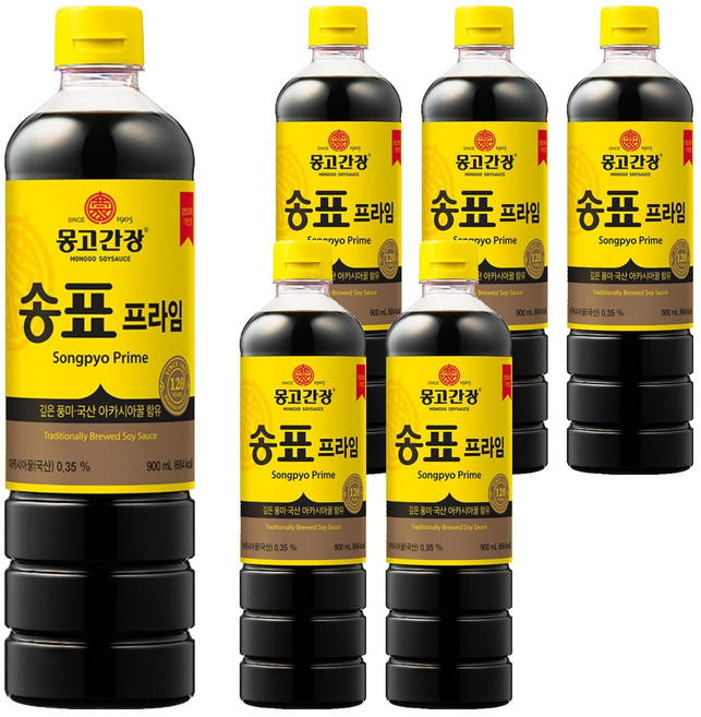 송표 프라임 양조간장, 900ml, 6개
