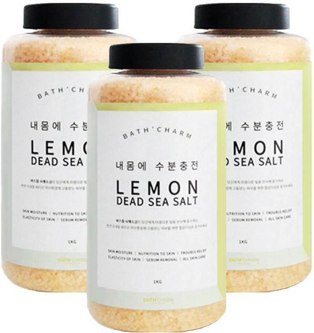 바스참 사해소금 레몬 용기형, 1kg, 3개