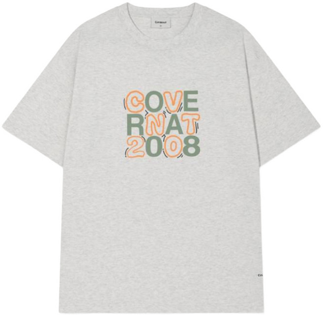 커버낫 남성용 타이포 그리드 그래픽 면 티셔츠