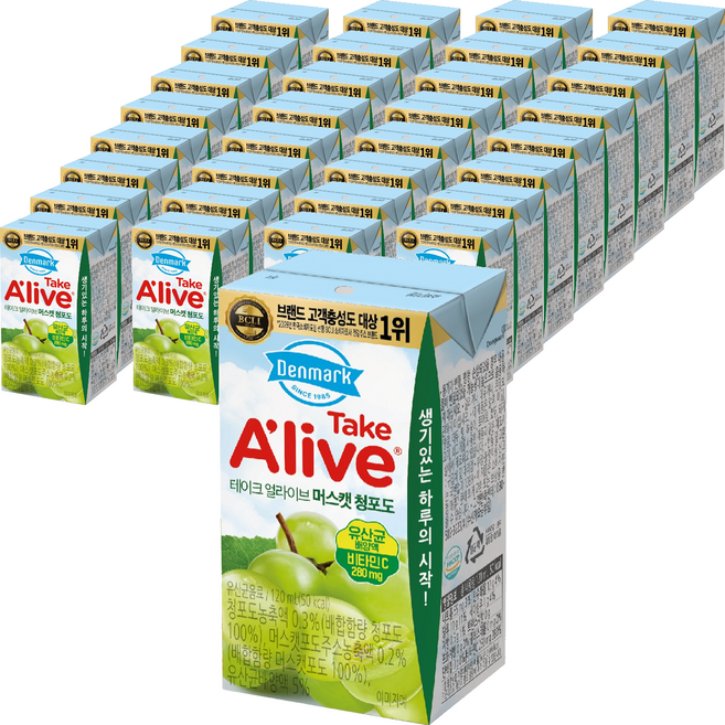 덴마크 테이크 얼라이브 머스캣 청포도 주스, 120ml, 72개