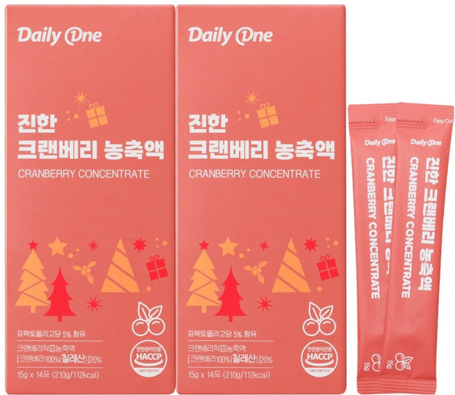데일리원 진한 크랜베리 농축액, 210g, 2개
