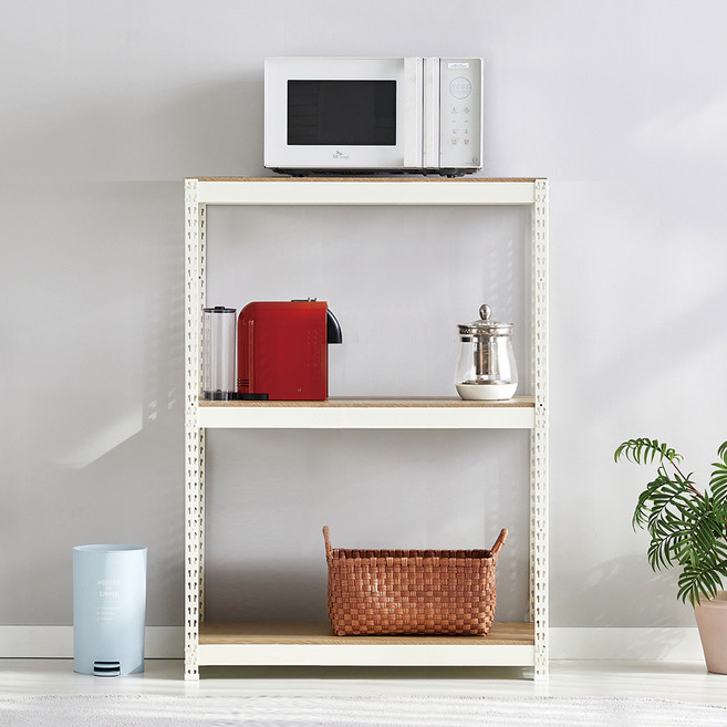 피피랙 국내생산 무볼트 무소음 조립식 앵글선반, 화이트, 3단