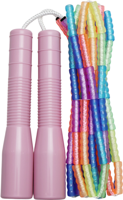 제이에프로프 어린이용 무지개 연질구슬줄넘기 4~8세, 베이비핑크, 1개