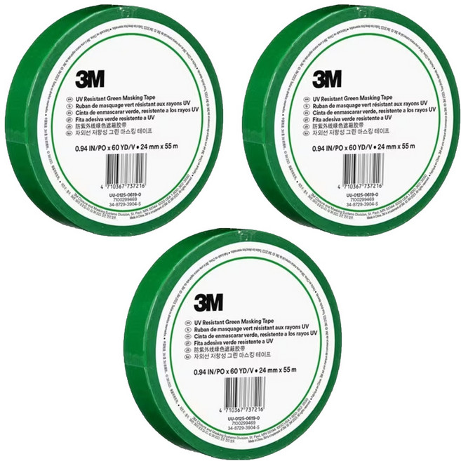 쓰리엠 저항성 그린 마스킹 테이프 24mm x 55m, 3개