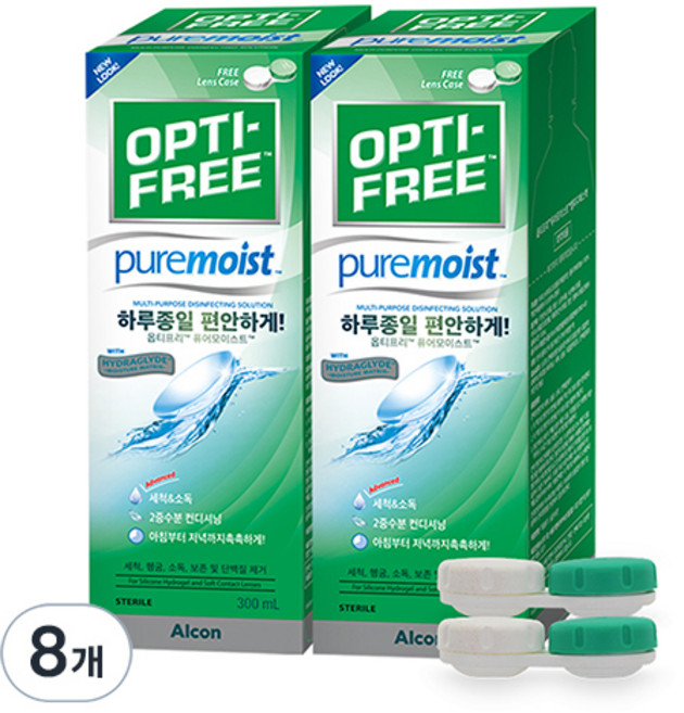 옵티프리 퓨어모이스트 렌즈세정액 300ml + 렌즈케이스, 8개
