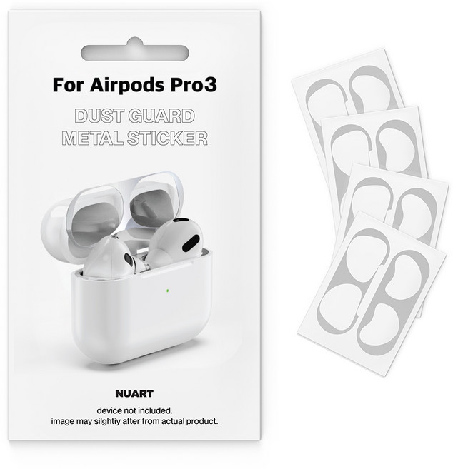 누아트 에어팟 프로 3 메탈 철가루 방지스티커, 실버, 4개