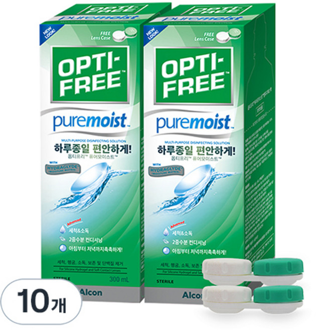 옵티프리 퓨어모이스트 렌즈세정액 300ml + 렌즈케이스, 10개