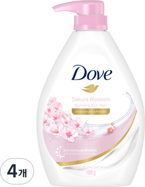 도브 바디워시 벚꽃 블러썸, 4개, 1L