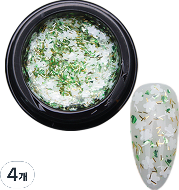 아이빛 클리어 쫀쫀 진주 글리터 젤네일, 4개, 5g, 플라워꽃젤 민트
