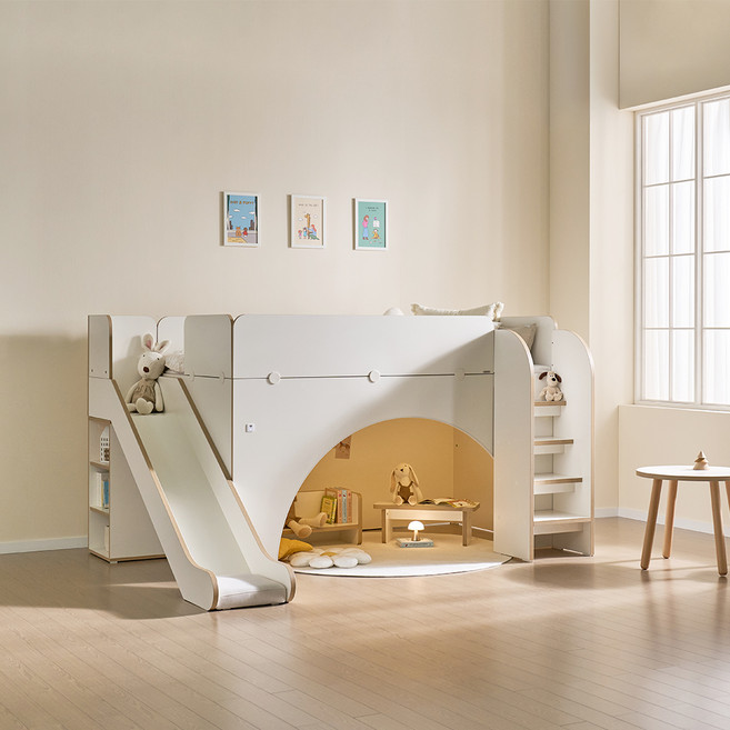 꿈꾸는요셉 드림키즈 사다리 미끄럼틀 벙커침대 프레임 + 조명 세트 방문설치, 크림