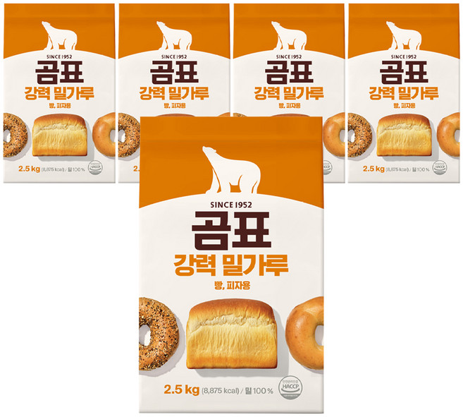 곰표 강력 밀가루, 2.5kg, 5개