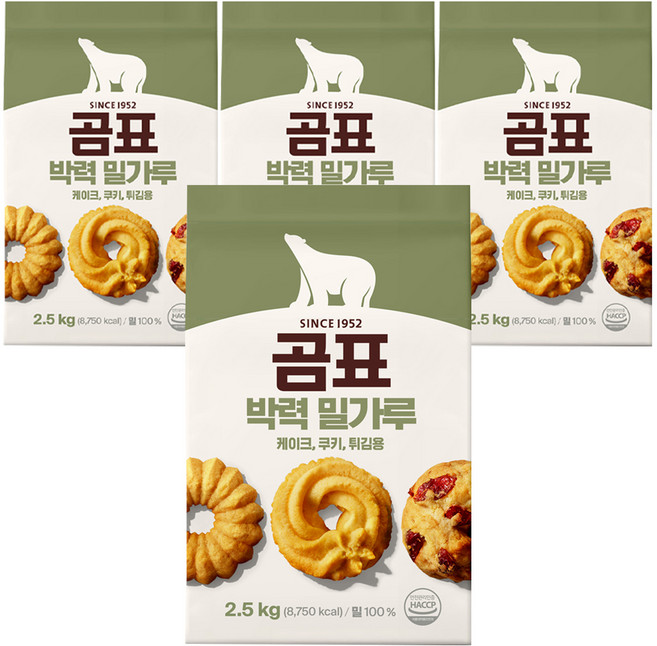 곰표 밀가루 박력, 2.5kg, 4개