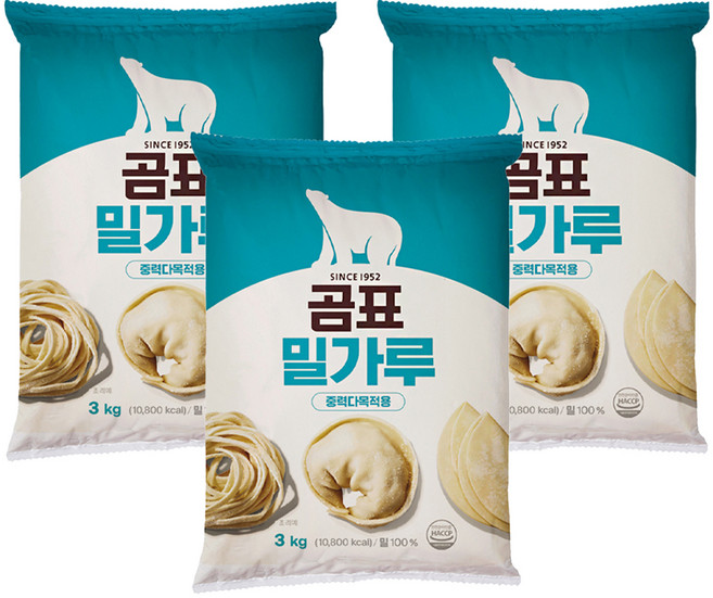 곰표 밀가루 중력다목적용, 3kg, 3개