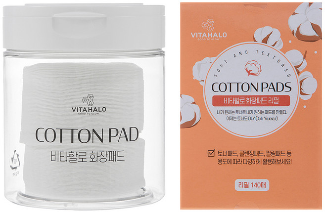 VITAHALO 化妝棉 含罐+化妝棉補充包, 240張, 1組