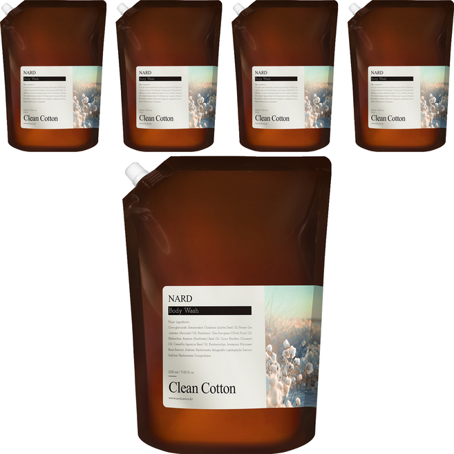 나드 부케가르니 리프레쉬 퍼퓸드 바디워시 클린코튼 리필, 5개, 2.1L