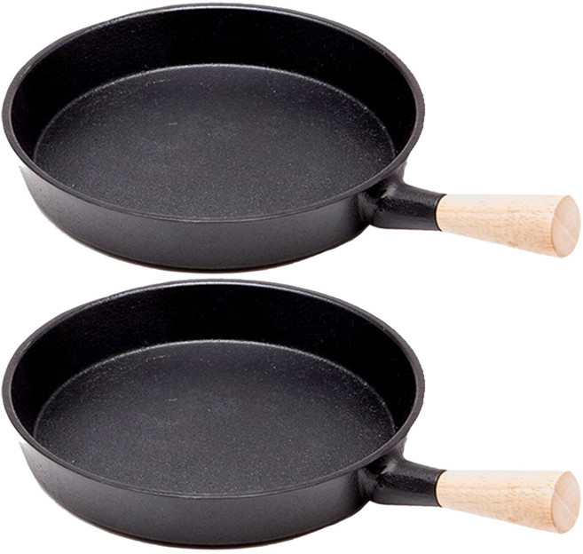 아카시아 무쇠주물 세라믹 원형 프라이팬, 18cm, 2개