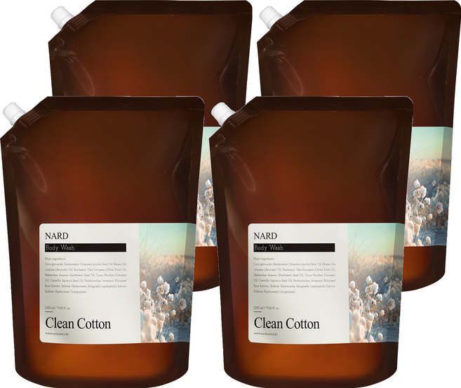 나드 부케가르니 리프레쉬 퍼퓸드 바디워시 클린코튼 리필, 4개, 2.1L