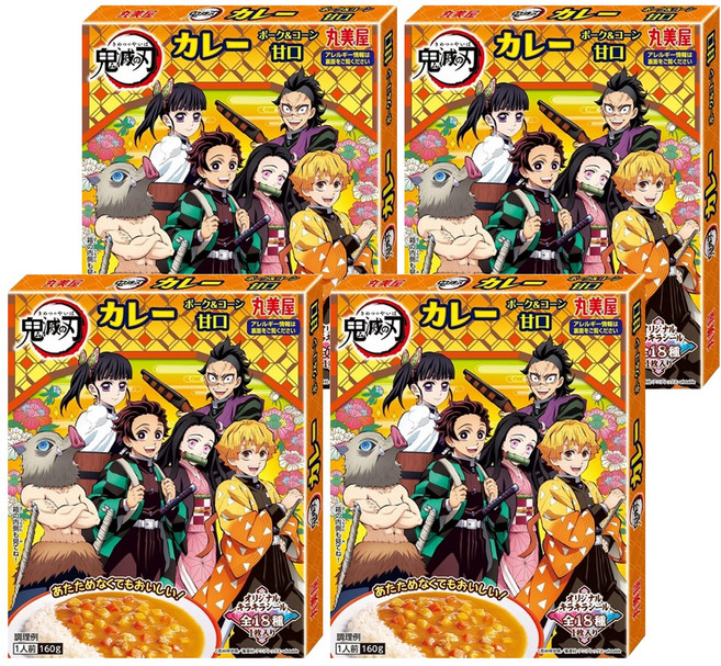 丸美屋 鬼滅之刃甘口速食咖哩 野菜豬肉, 160g, 4盒