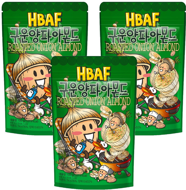 HBAF 杏仁果 烤洋蔥味, 190g, 3包